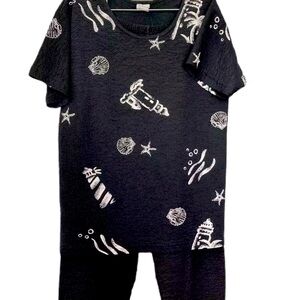 Vtg LA Lights Women’s 90s Spring 2pc Outfit Black/white Beach  USA Made Retro